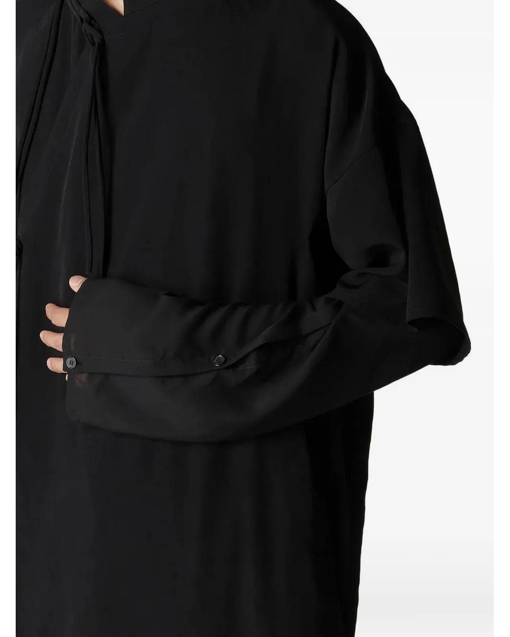 Yohji Yamamoto Black Tie-Neck Shirt for men
