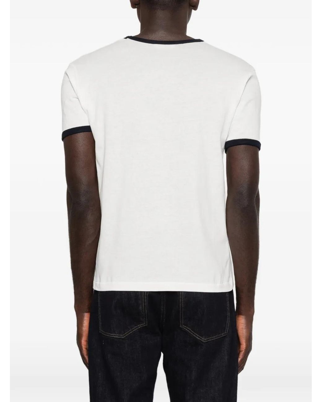 Second/Layer White Graphic-Print Cotton T-Shirt for men