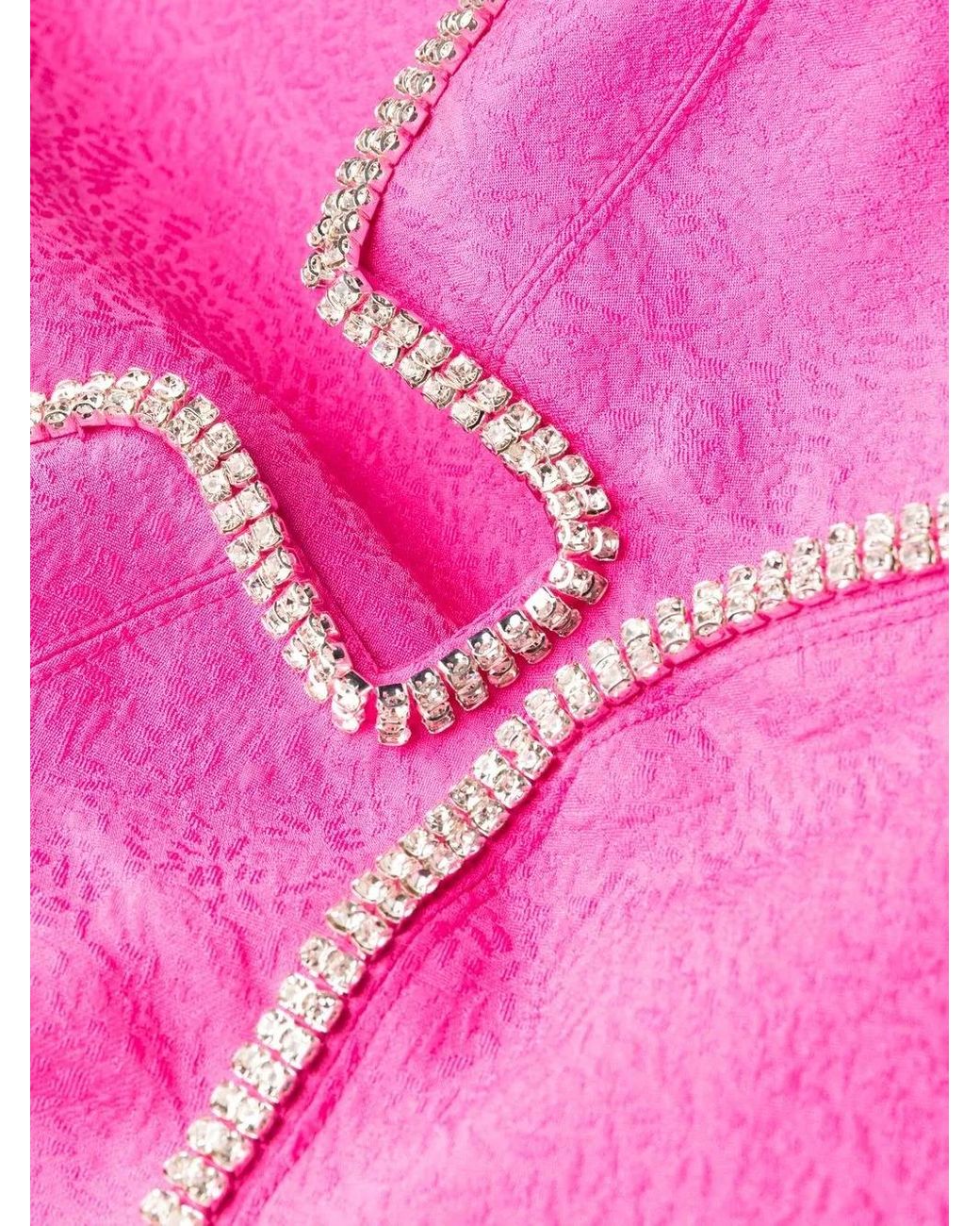 Self-Portrait Pink Diamante Detail Midi Dress