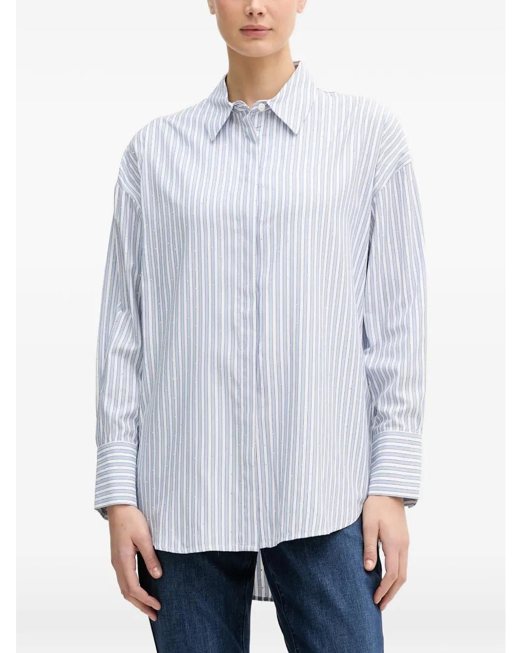 Joseph Ribkoff Blue Striped Buttoned Shirt