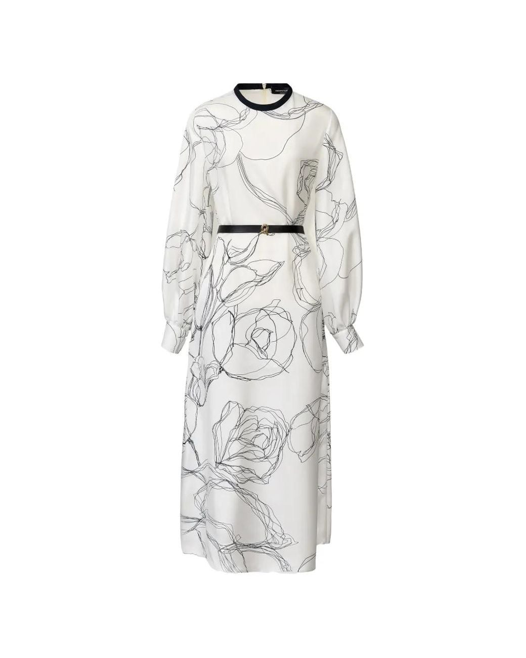 Fabiana Filippi White Floral-Print Belted Midi Dress