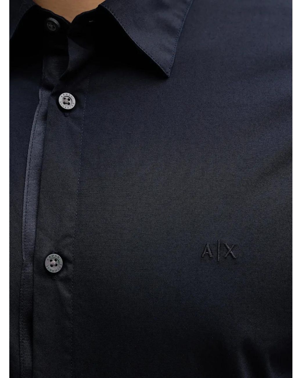 ARMANI EXCHANGE Blue Logo-Embroidered Shirt for men