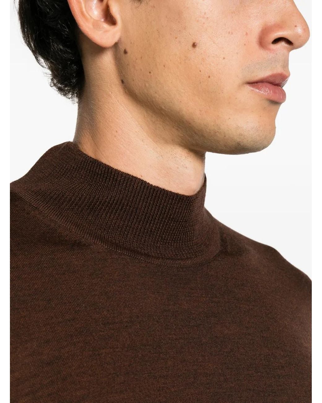 Alberto Gozzi Brown High-Neck Wool Sweater for men