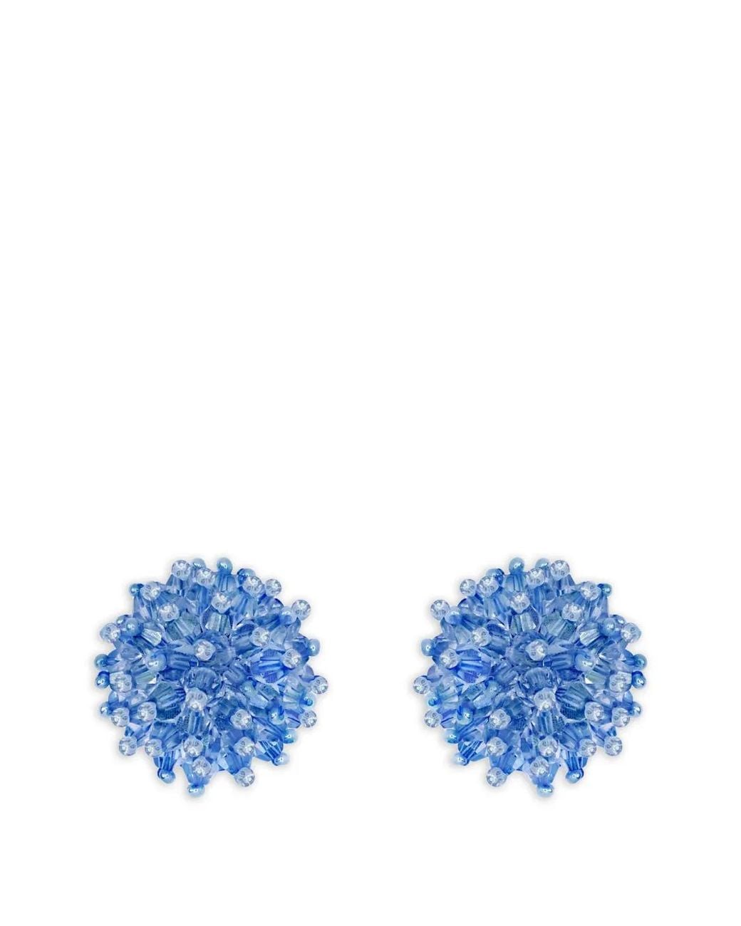 Oscar de la Renta Blue Beaded Cluster Earrings