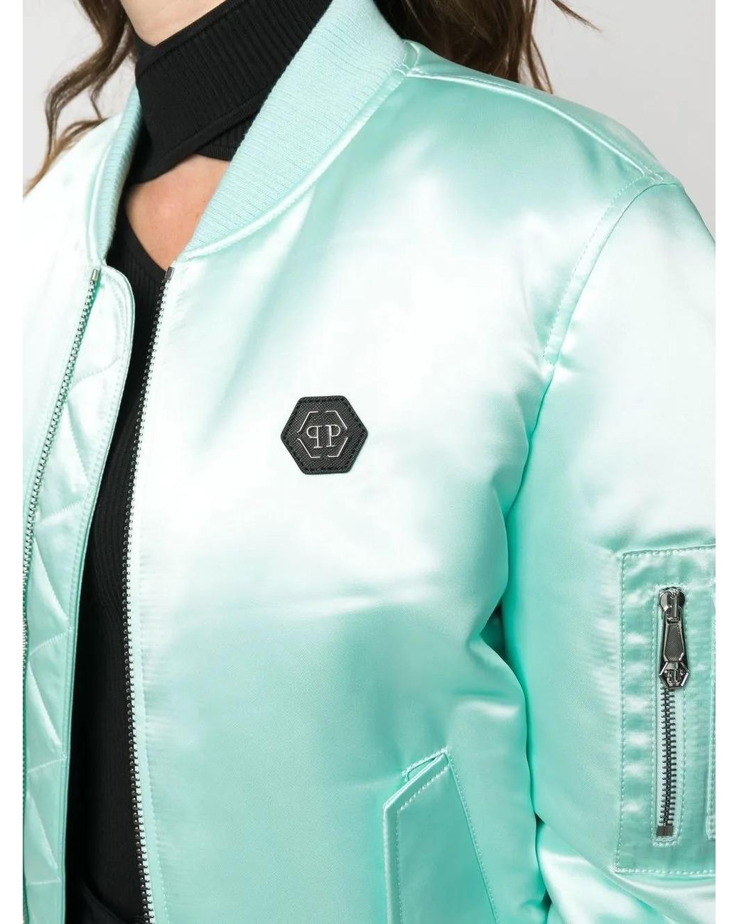 Philipp Plein Green Oversized Bomber Jacket