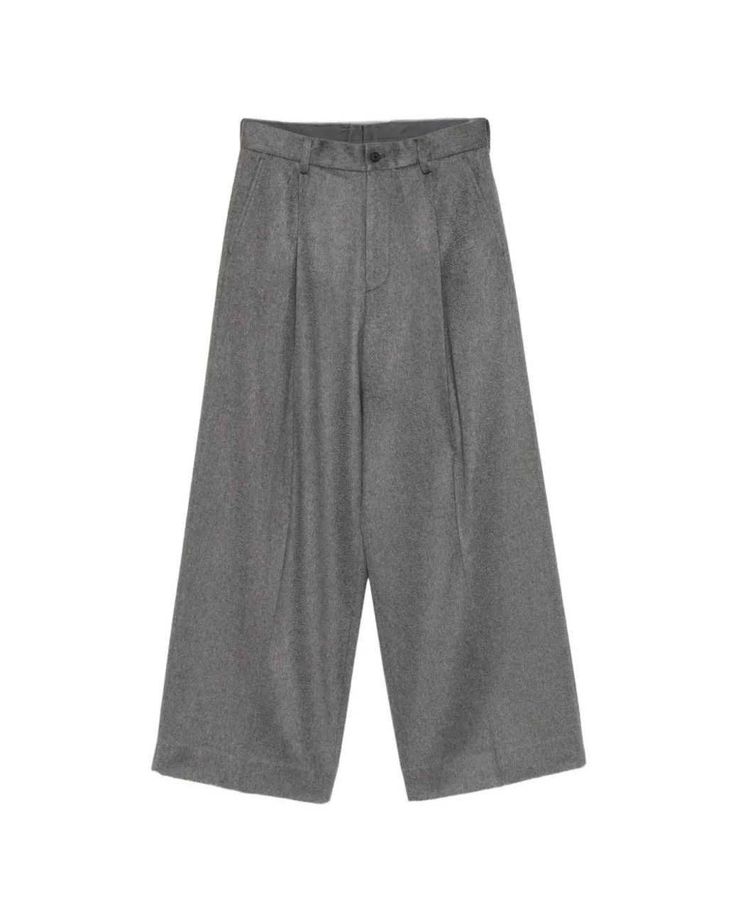 Ssstein Gray Pleated Wide-Leg Trousers for men