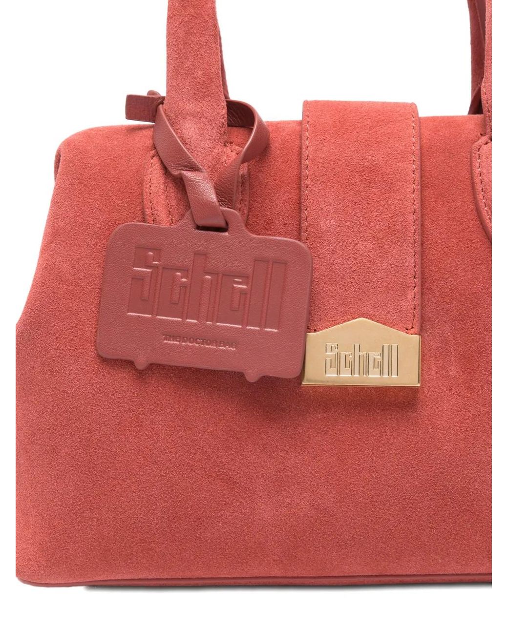 Schell Red Logo-Plaque Top-Handle Tote Bag