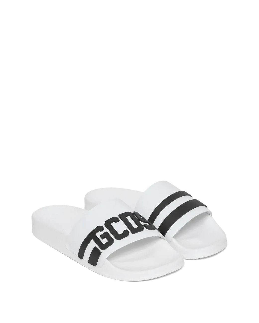 Gcds White Logo-Embossed Pool Slides for men