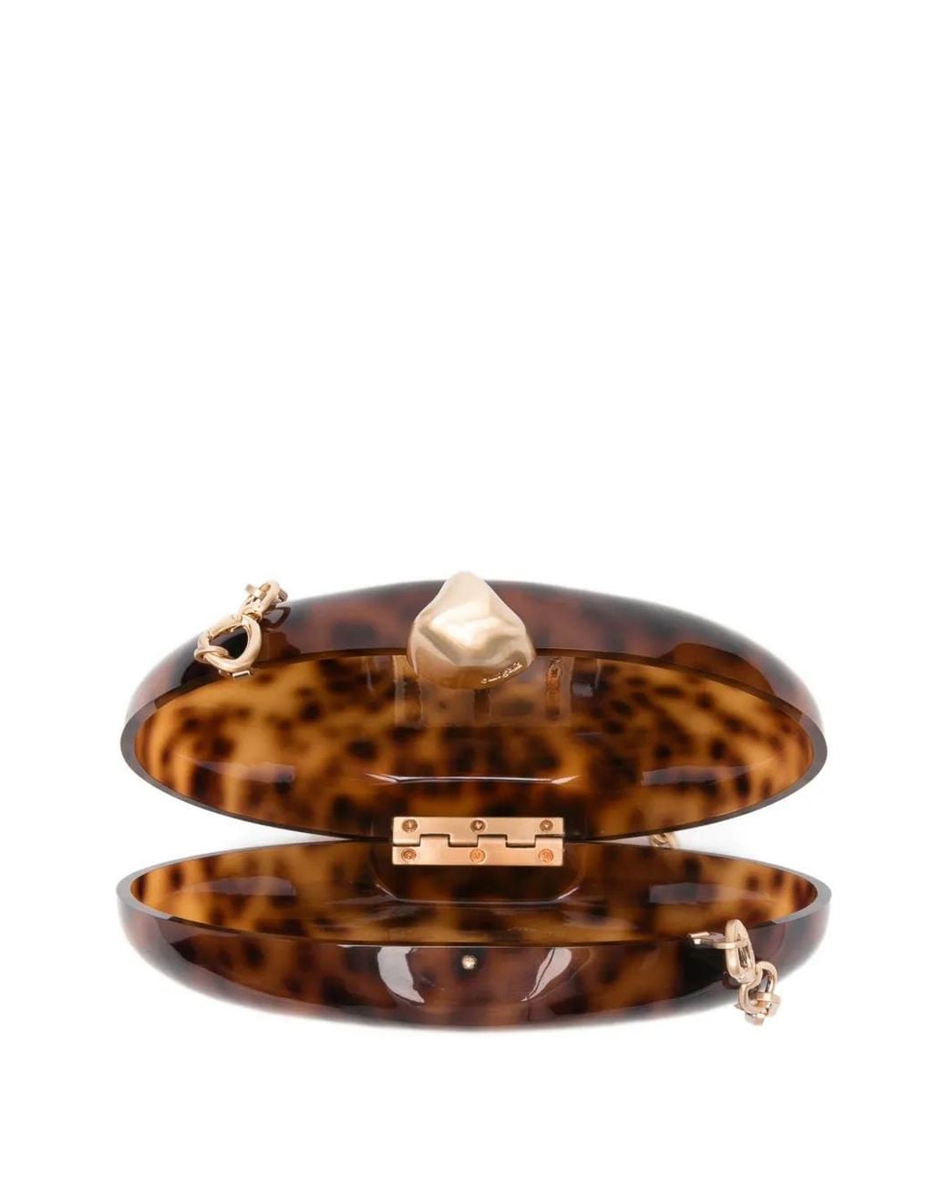 Cult Gaia Brown Eviana Tortoiseshell-Effect Clutch Bag