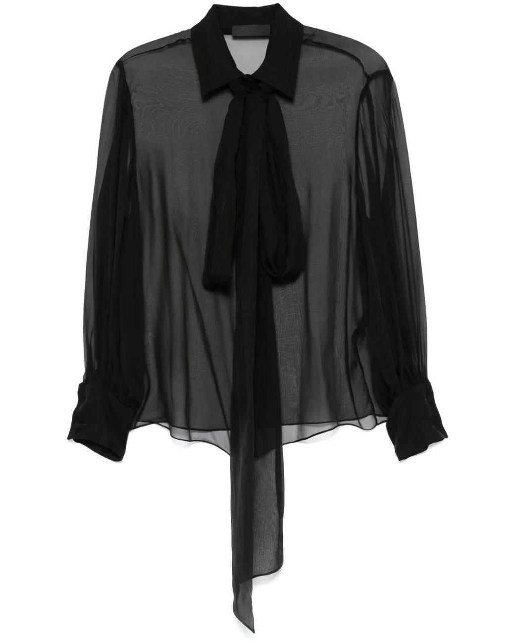 Valentino Garavani Black Scarf-Detail Shirt
