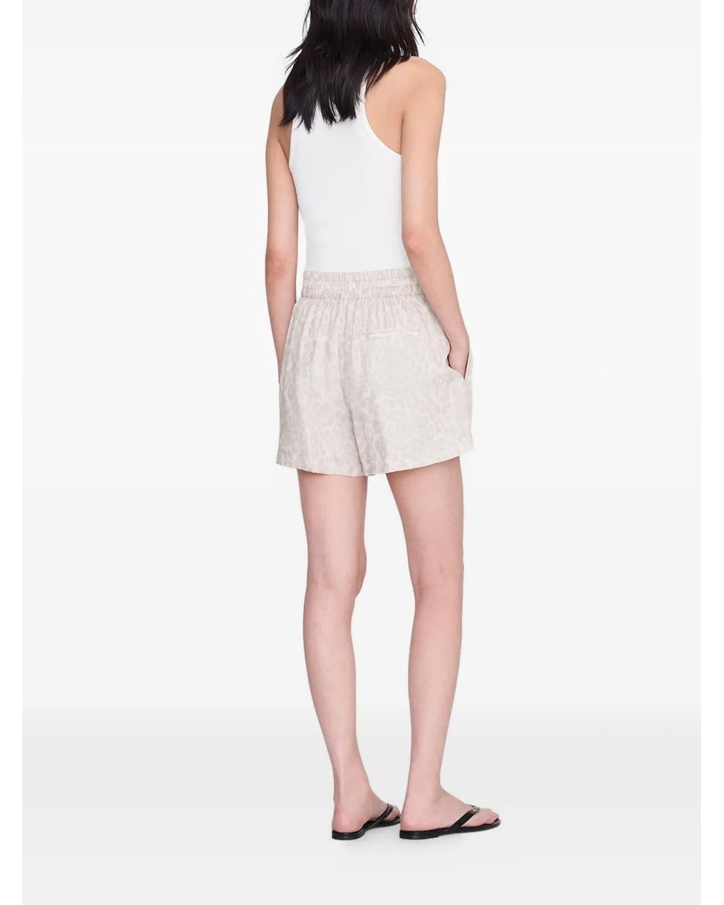 Anine Bing White Kam Leopard-Print Shorts