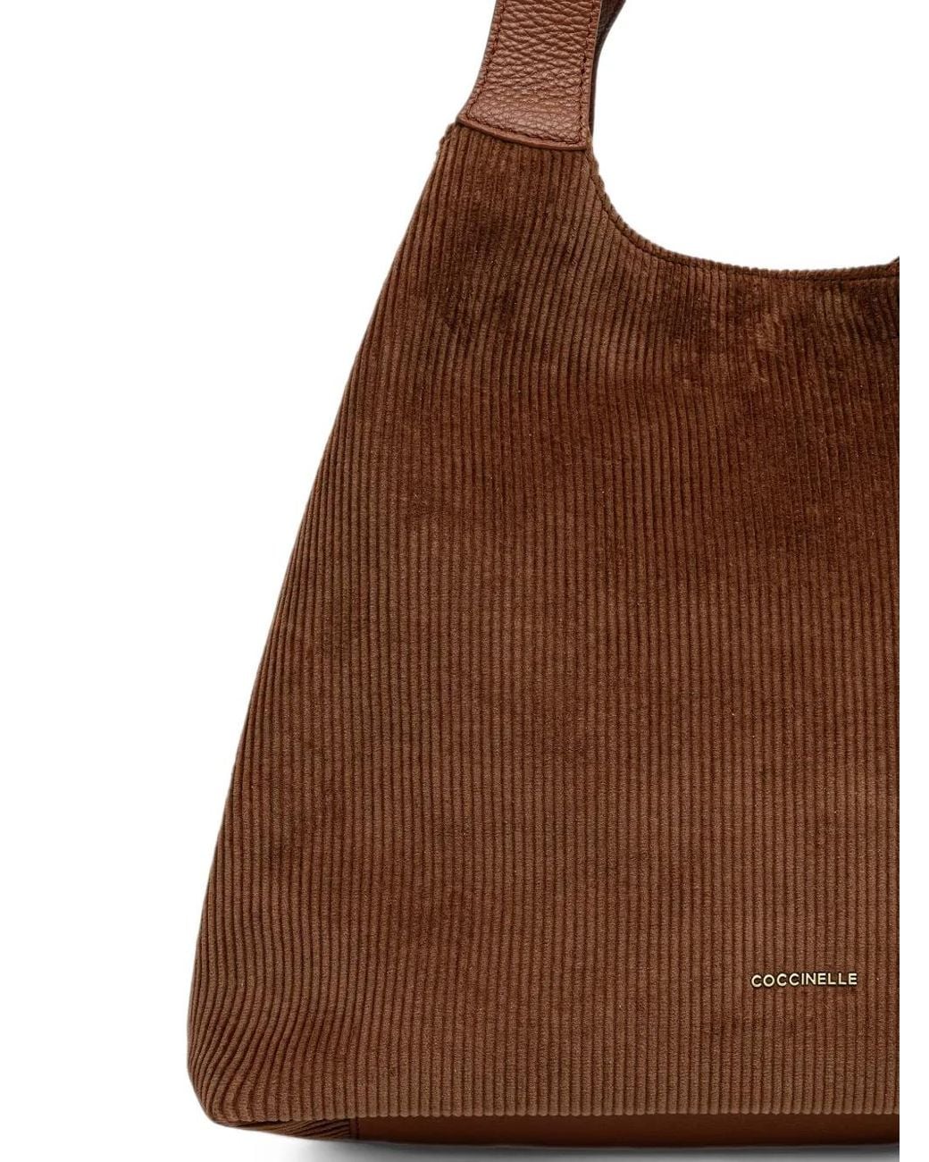 Coccinelle Brown C-Easy Corduroy Tote Bag