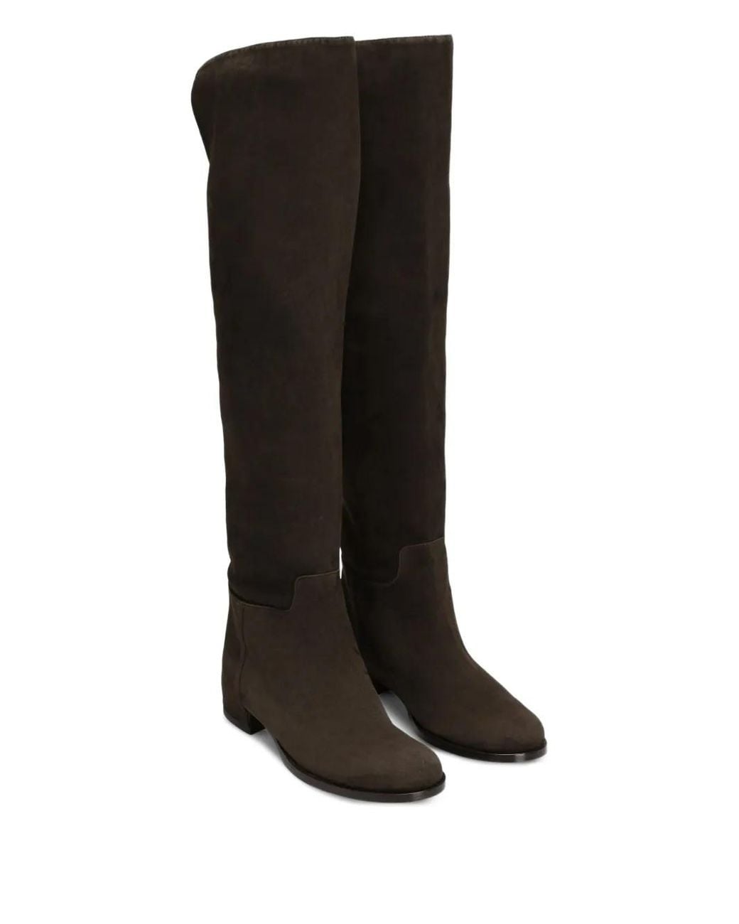Dolce & Gabbana Black Dolce & Gabbana Suede Boots With Logo Plaque