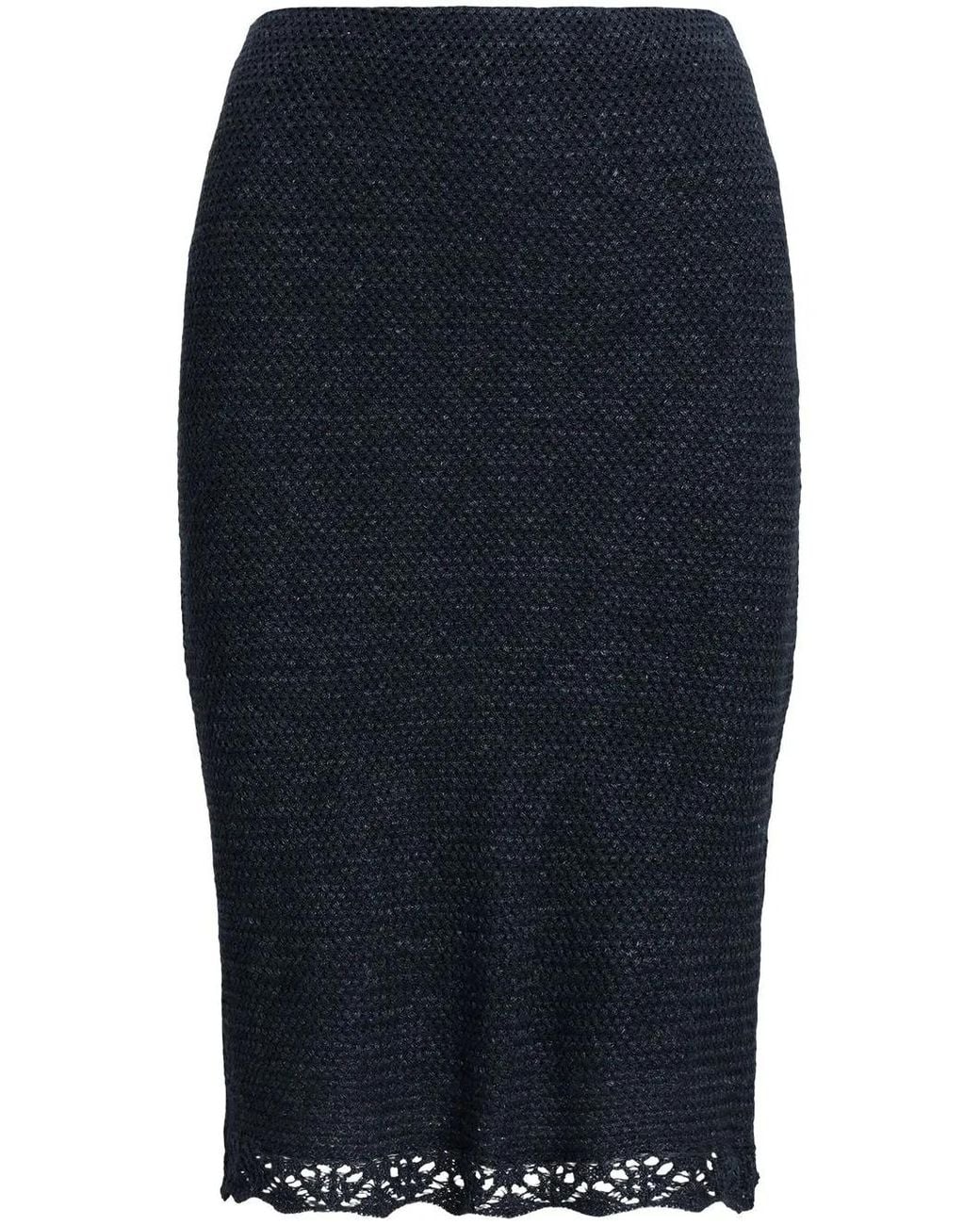 Ralph Lauren Blue Ruffle-Trim Pencil Skirt