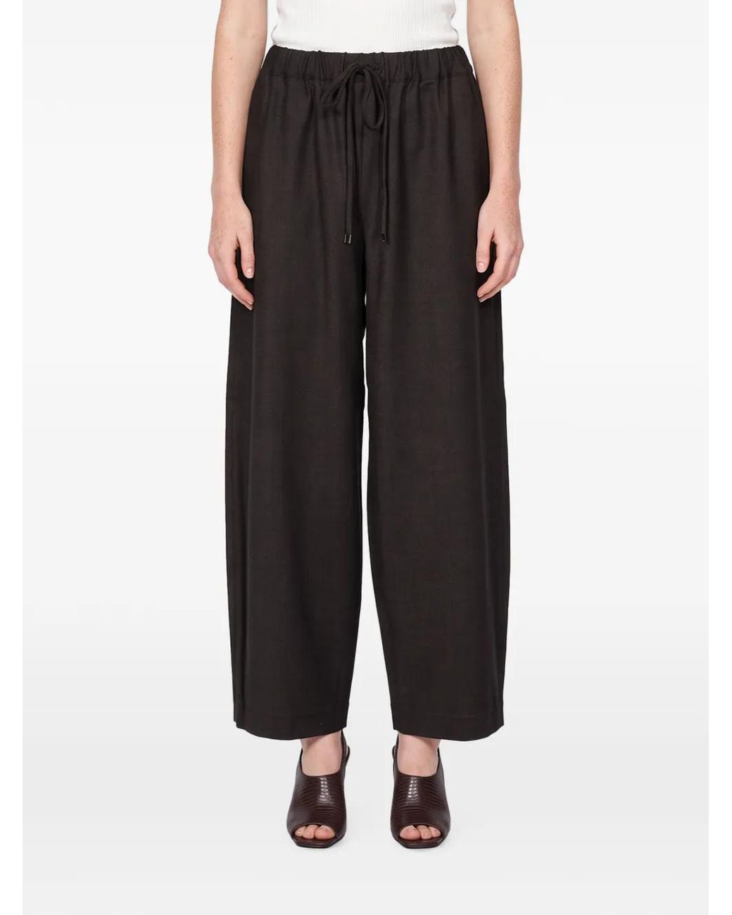Antonelli Black San Lorenzo Drawstring Wide-Leg Trousers