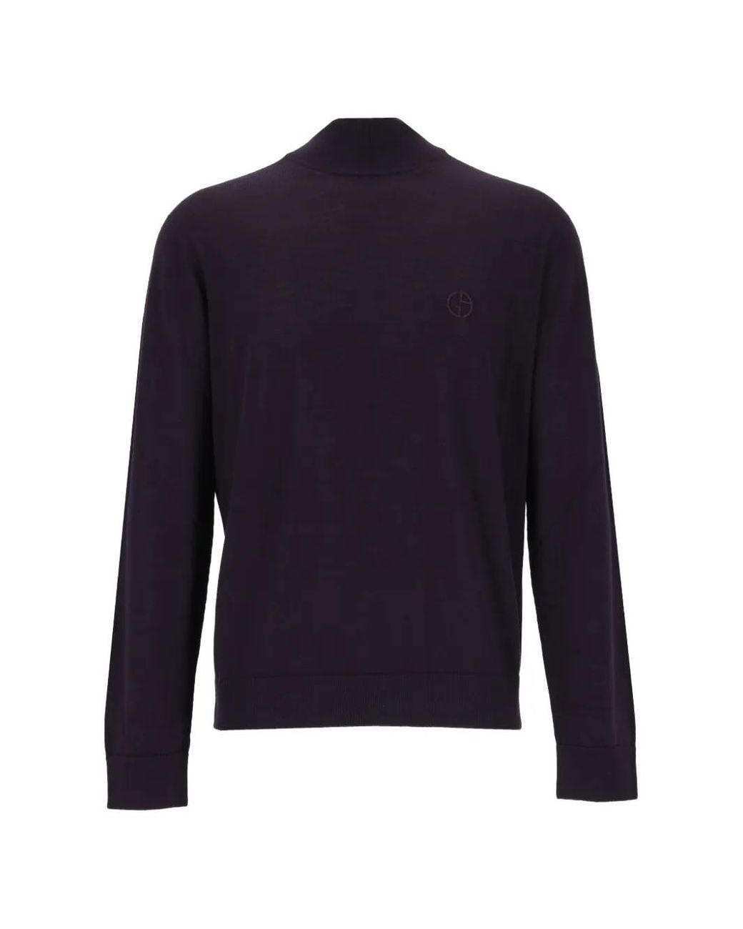 Giorgio Armani Blue Logo-Embroidered High-Neck Sweater for men