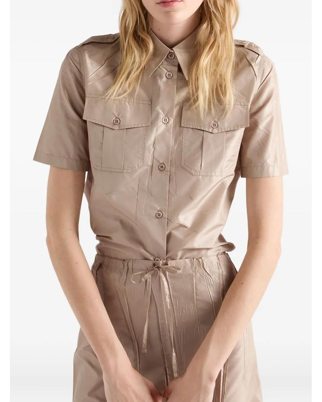 Prada Natural Chemise À Manches Courtes