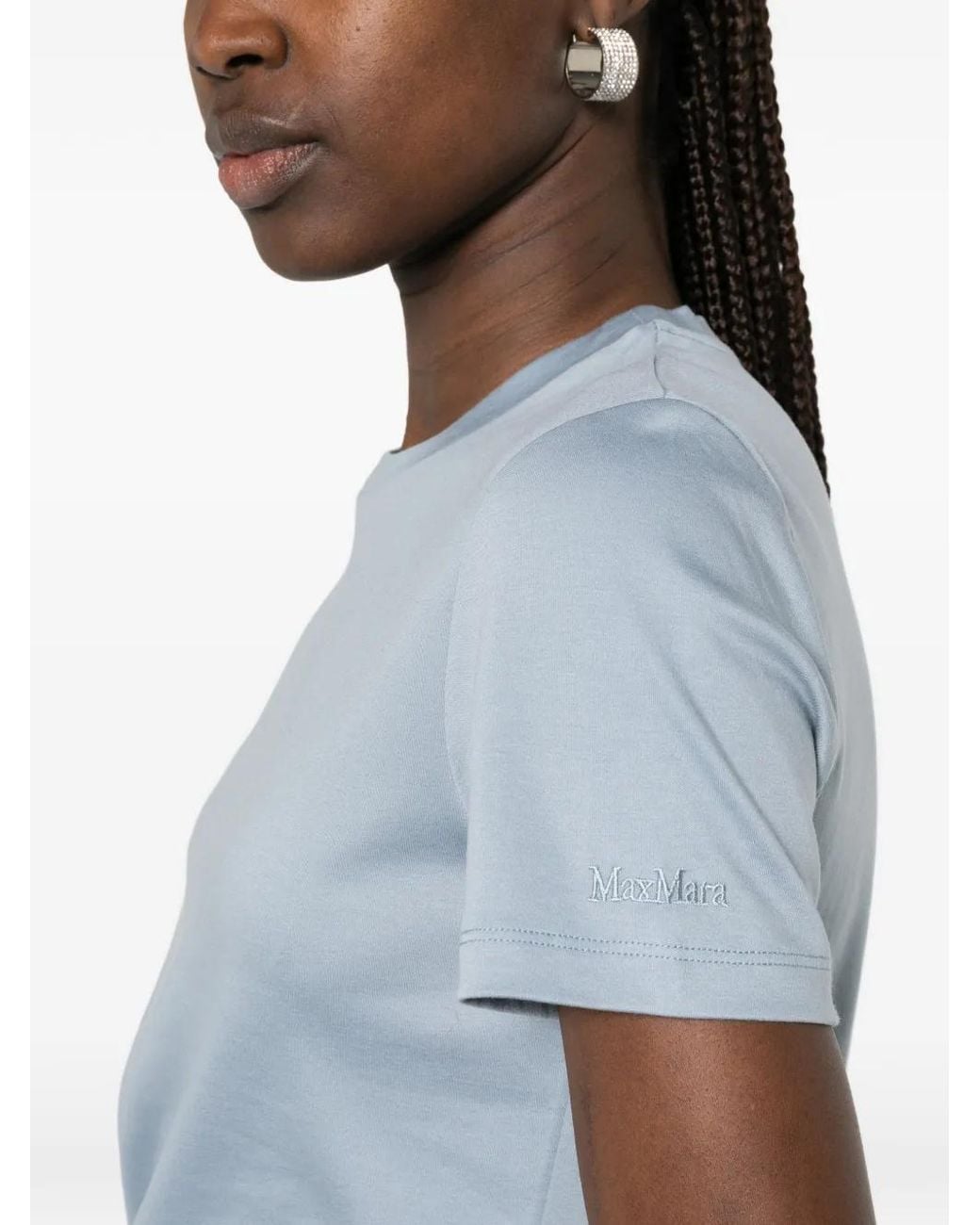 Max Mara Blue Madia Logo-Embroidered T-Shirt