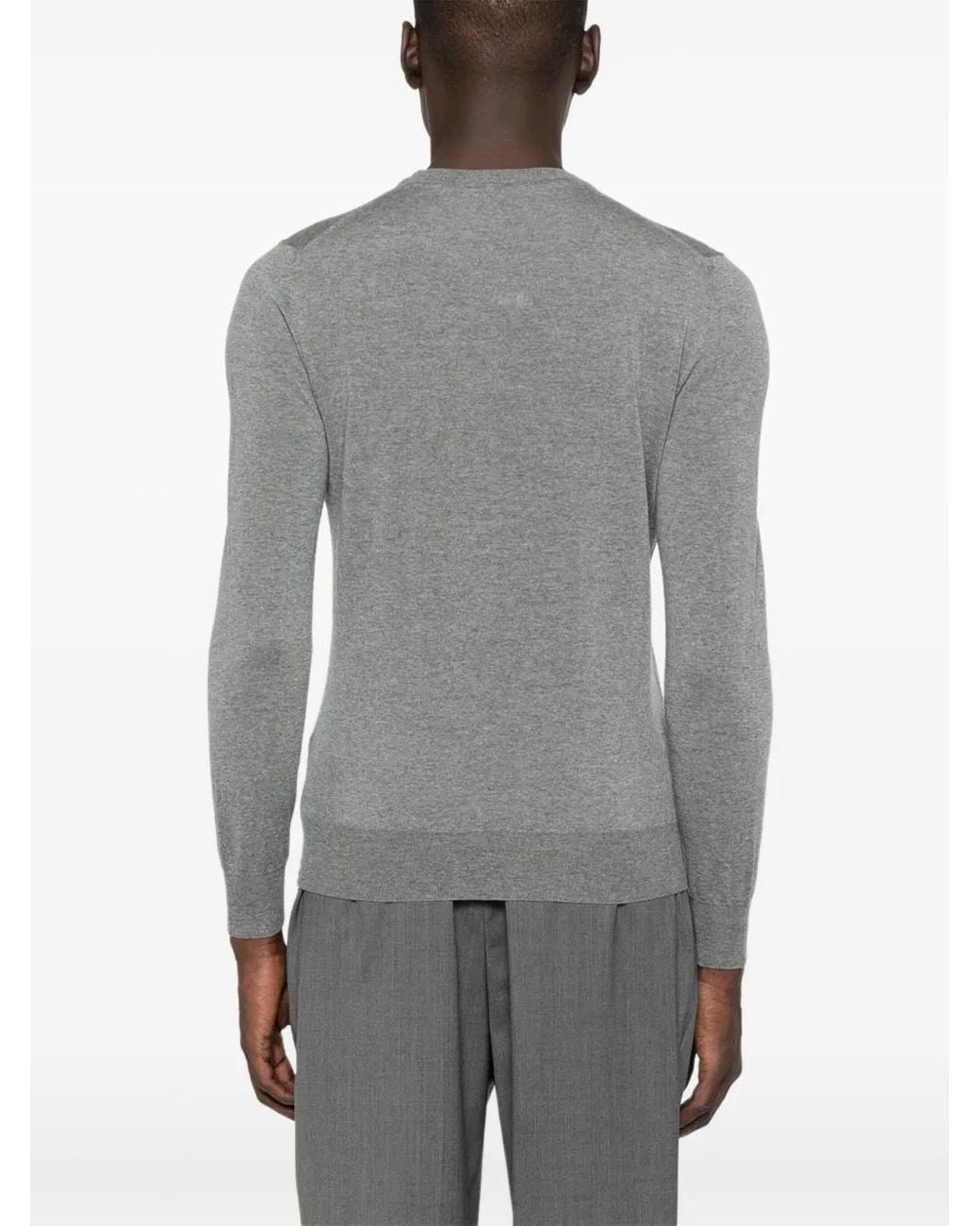 Canali Gray Round-Neck Wool T-Shirt for men