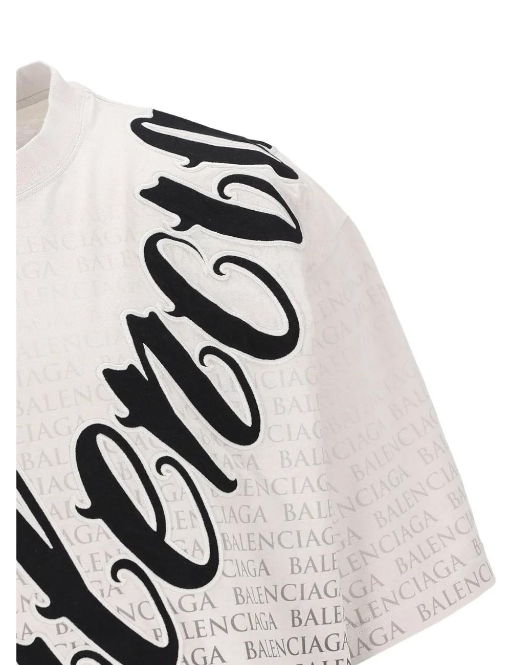 Balenciaga White Logo-Lettering T-Shirt for men