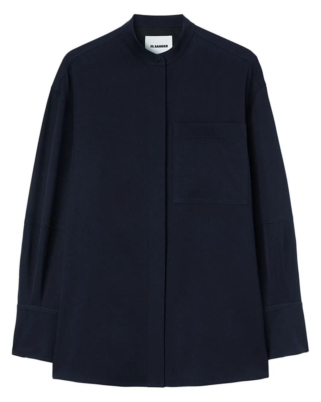 Jil Sander Blue Collarless Button-Front Shirt