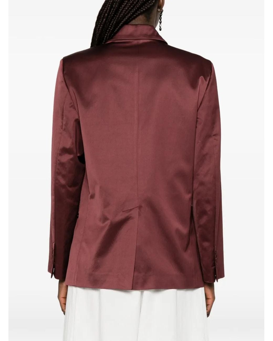 Forte_forte Red Satin Double-Breasted Blazer