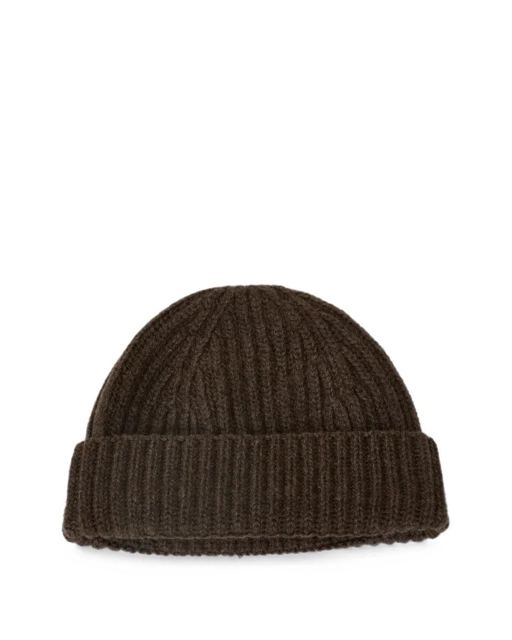 Aragona Brown Ribbed-Knit Beanie Hat