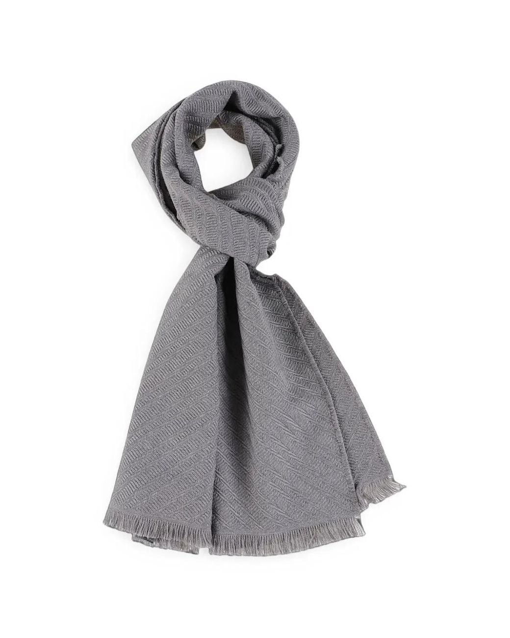 Emporio Armani Gray Écharpe Frangée À Motif De Chevrons for men