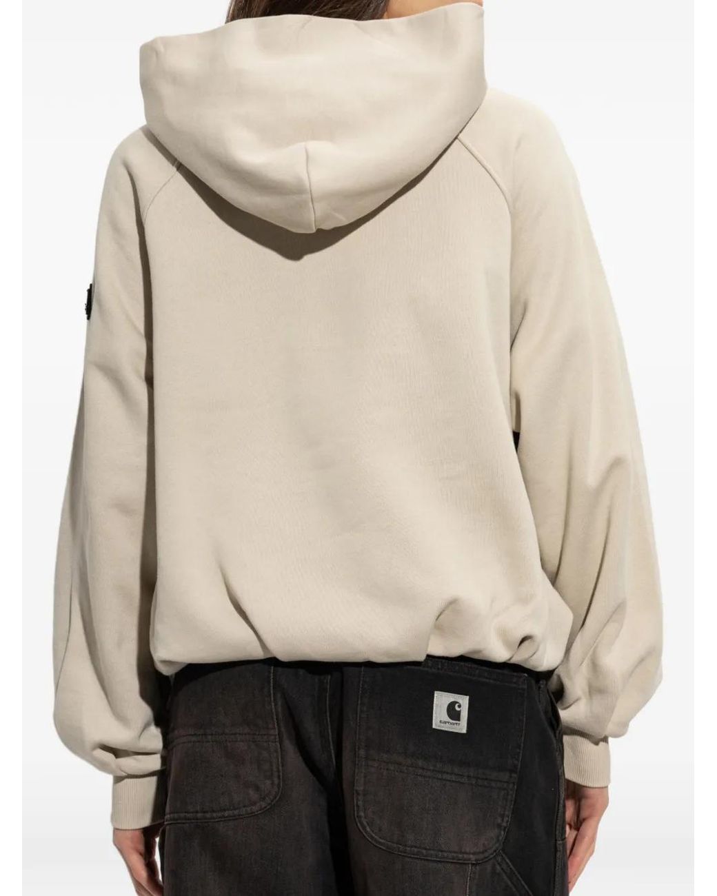 Moose Knuckles Natural Logo-Patch Raglan-Sleeve Hoodie