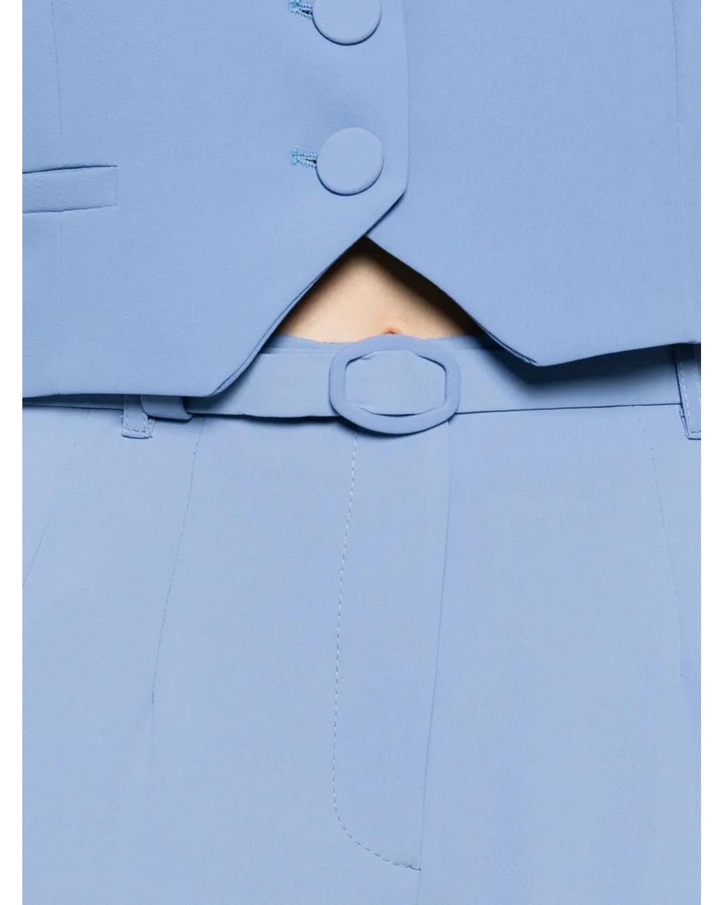 Imperial Blue Pantalon Plissé À Taille Ceinturée