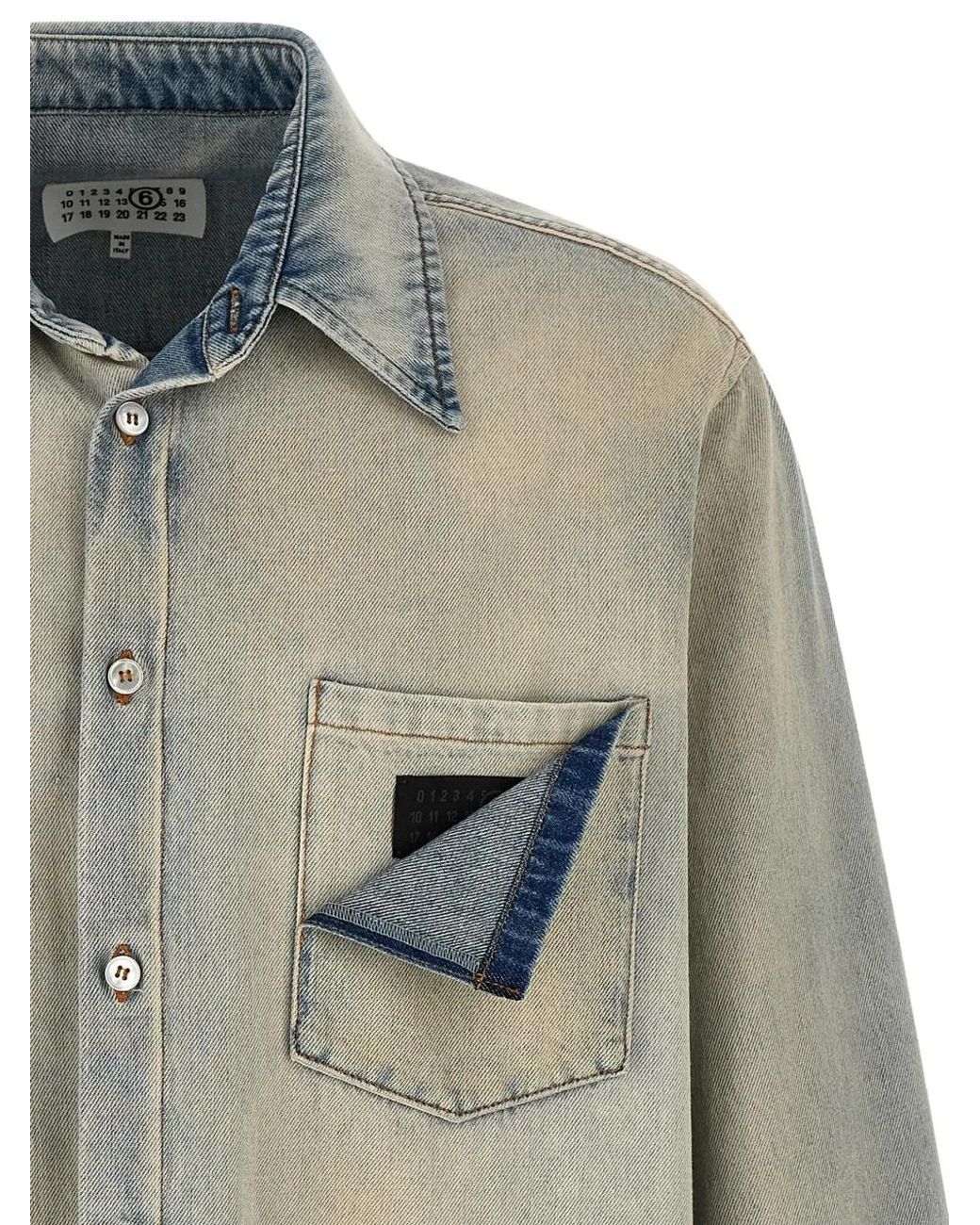 MM6 by Maison Margiela Gray Numeric Signature Denim Shirt for men