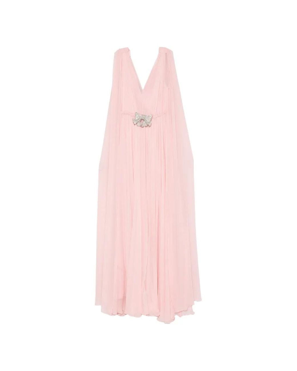 SILK LOVE & LACE Pink Ilena Crystal-Embellished Cape-Sleeve Maxi Dress