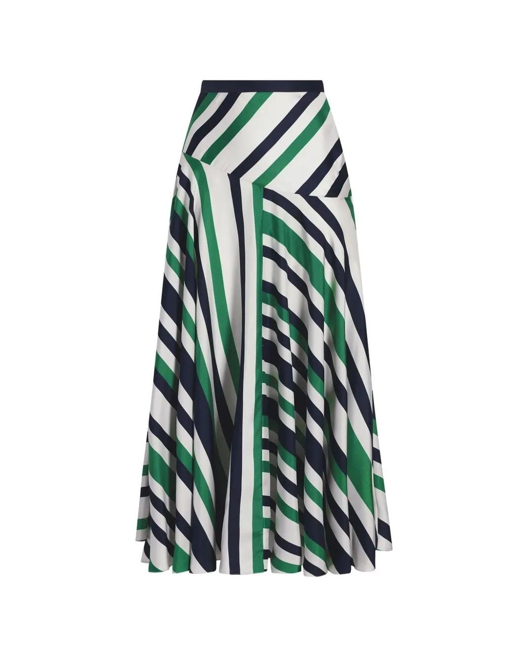 Adam Lippes White Thea Striped Silk Maxi Skirt