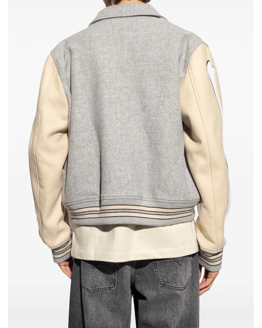 メンズ Amiri コントラストスリーブ ボンバージャケット Gray