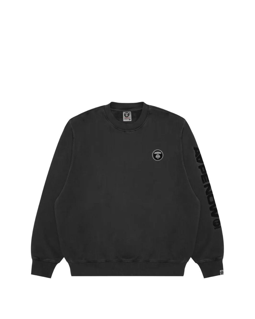 Aape By A Bathing Ape Black Moonface-Patch Logo-Print Sweater for men
