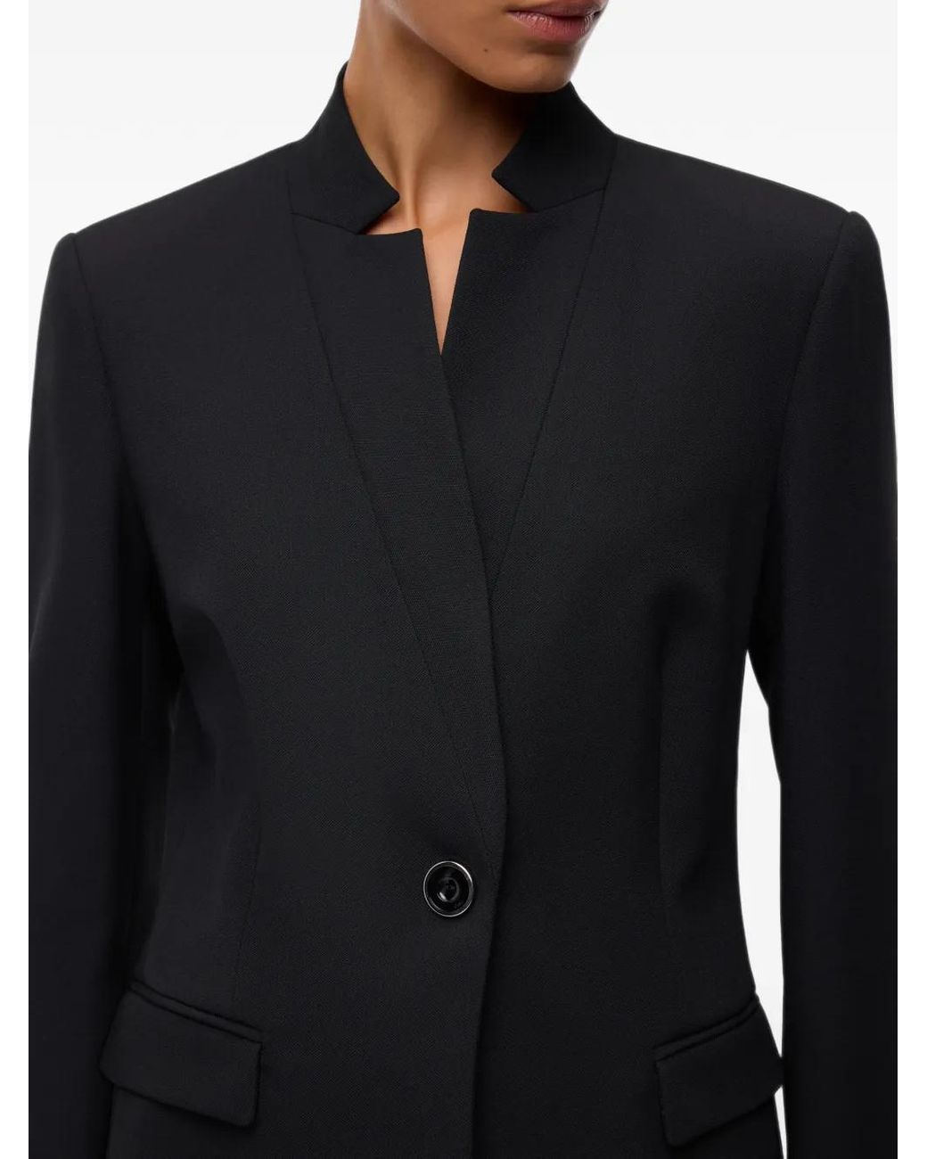 Pinko Black Mandarin-Collar Single-Breasted Blazer