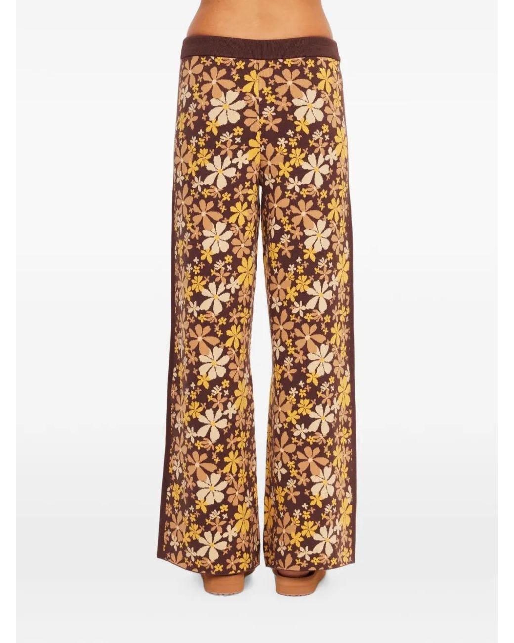 The Upside Natural Copacabana Juniper Floral-Print Knit Trousers