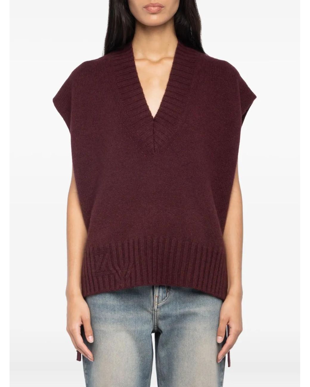 Zadig & Voltaire Purple V-Neck Side-Tie Vest