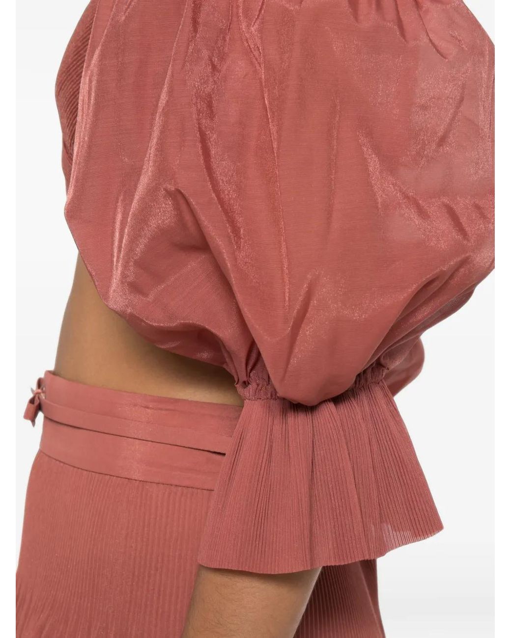 Zimmermann Red Haut Plissé À Manches Bouffantes