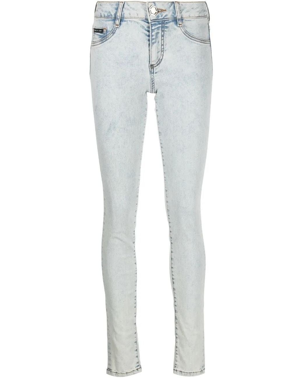 Philipp Plein Blue High-Rise Skinny-Cut Jeans