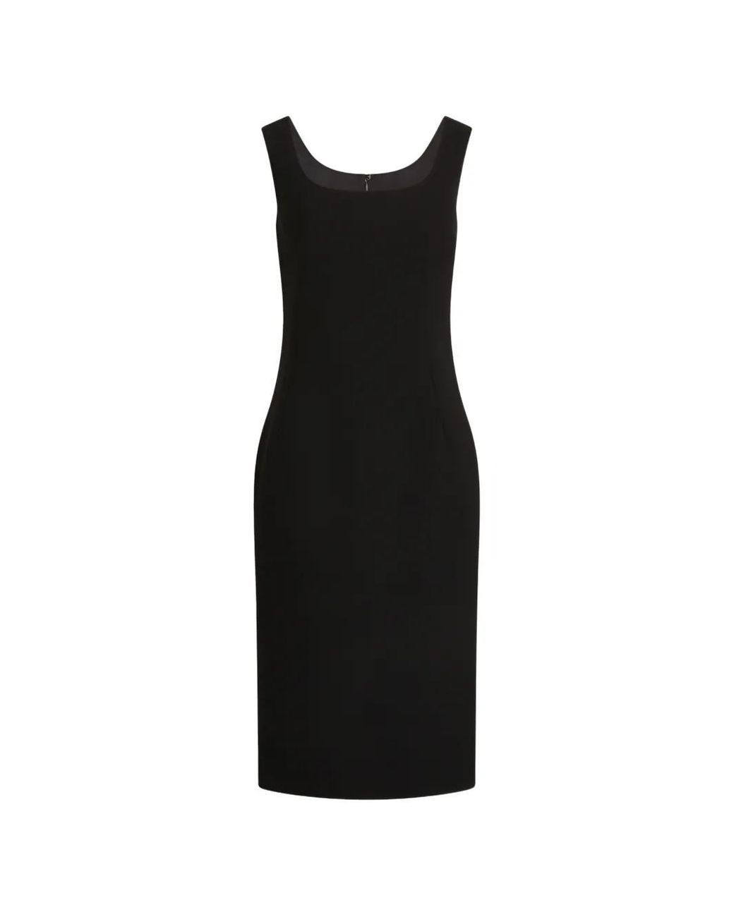Dolce & Gabbana Black Double Wool Crêpe Midi Dress