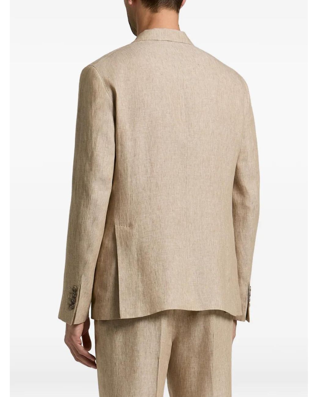 Peserico Natural Single-Breasted Patch-Pocket Jacket for men