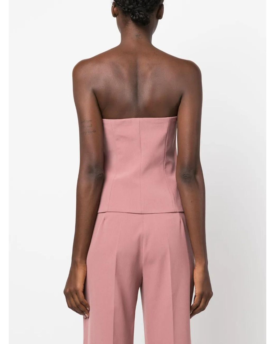 Erika Cavallini Semi Couture Pink Slim-Cut Bandeau-Style Waistcoat