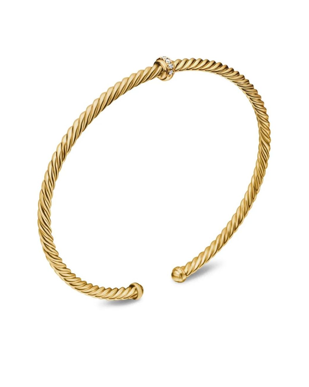 David Yurman White 18kt Yellow Gold Renaissance Center Station Diamond 3mm Bracelet