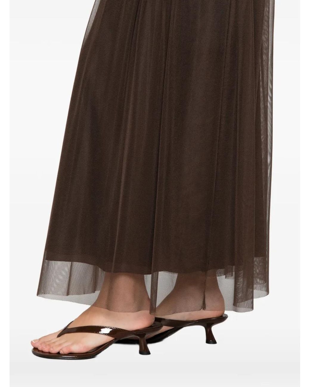 Alpha Studio Brown Tulle Maxi Skirt