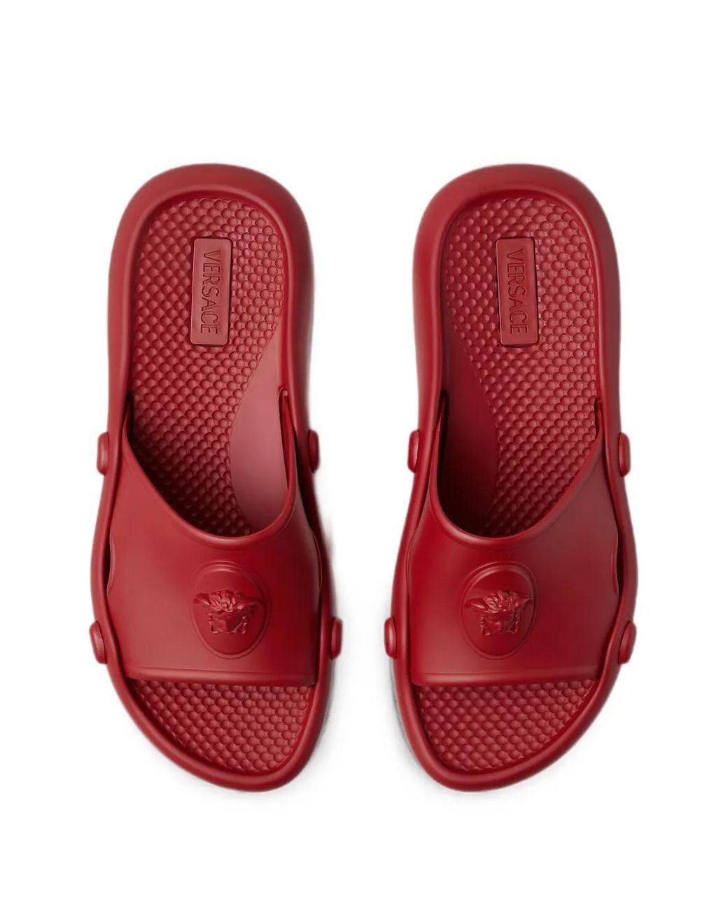 Versace Red Claquettes En Caoutchouc Nettuno for men