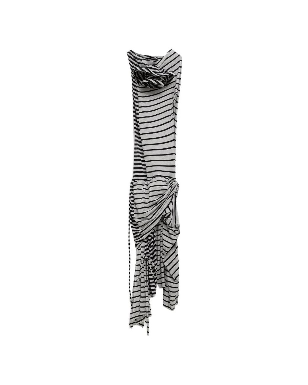 VAQUERA White Striped Draped Midi Dress
