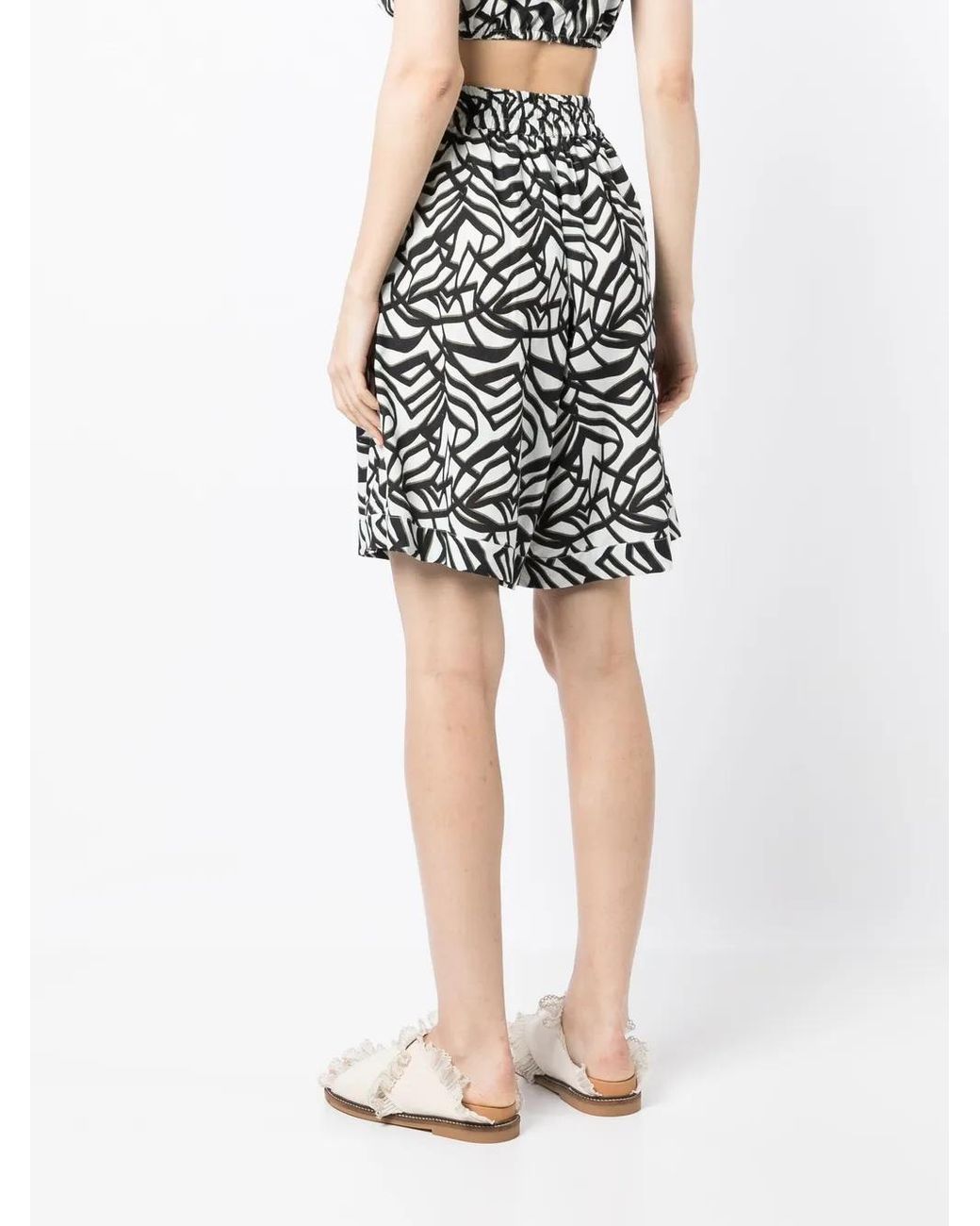 Bambah Black Geometric-Print Bermuda Shorts