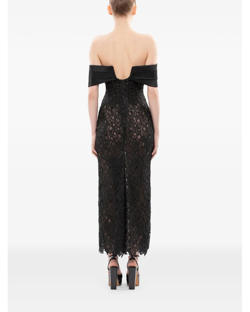 Saiid Kobeisy Black Off-Shoulder Midi Dress