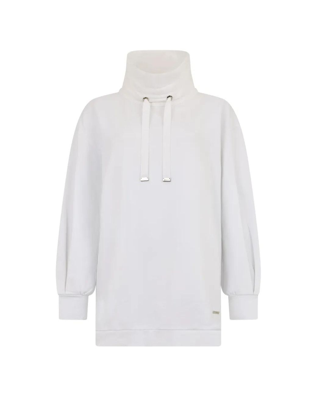 Moorer White Drawstring High-Neck Sweater
